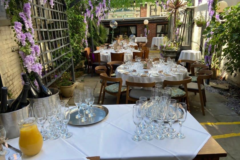 Wedding Afternoon Tea served in the Courtyard